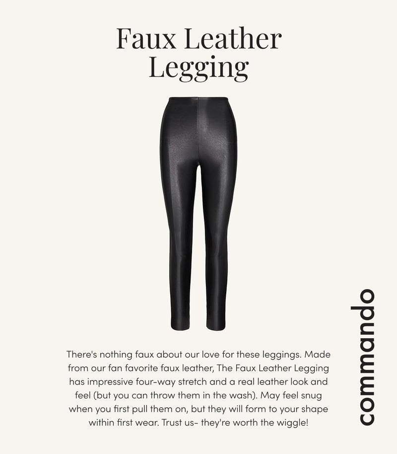 commando Faux Leather Legging | High-Rise Fit | Signature Internal Smoothing Waistband | Four-Way Stretch | Machine Washable | Black, X-Small - Image 4